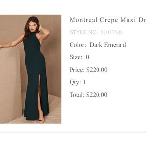BHLDN Montréal Crêpe Bridesmaid halter dress in dark emerald